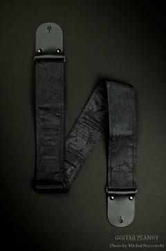 Black Paisley Vintage Guitar Strap w/Black Leather Ends【HandMade In Po