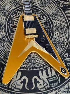 ~Japan Limited Run~ Flying V Custom w/ Ebony Fingerboard All Double Gold Gloss 【#CS404279】【3.13kg】