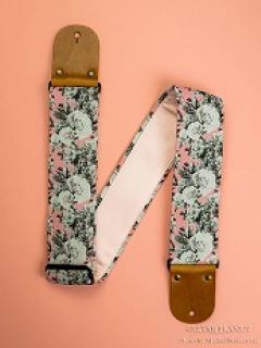 Pink Monarch Guitar Strap w/Vintage Leather Ends【HandMade In Poland】【Flower】【ハンドメイド】【エレキ館在庫商品】