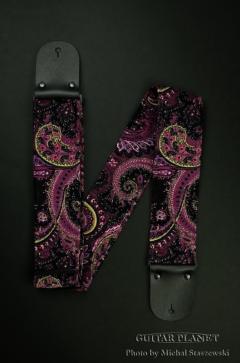 Wide Vintage Purple Paisley Corduroy Guitar Strap 【HandMade In Poland】【Corduroy】