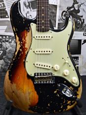 ~Custom Collection~ 1963 Stratocaster Super Heavy Relic -Super Faded/Aged Black over 3 Color Sunburs