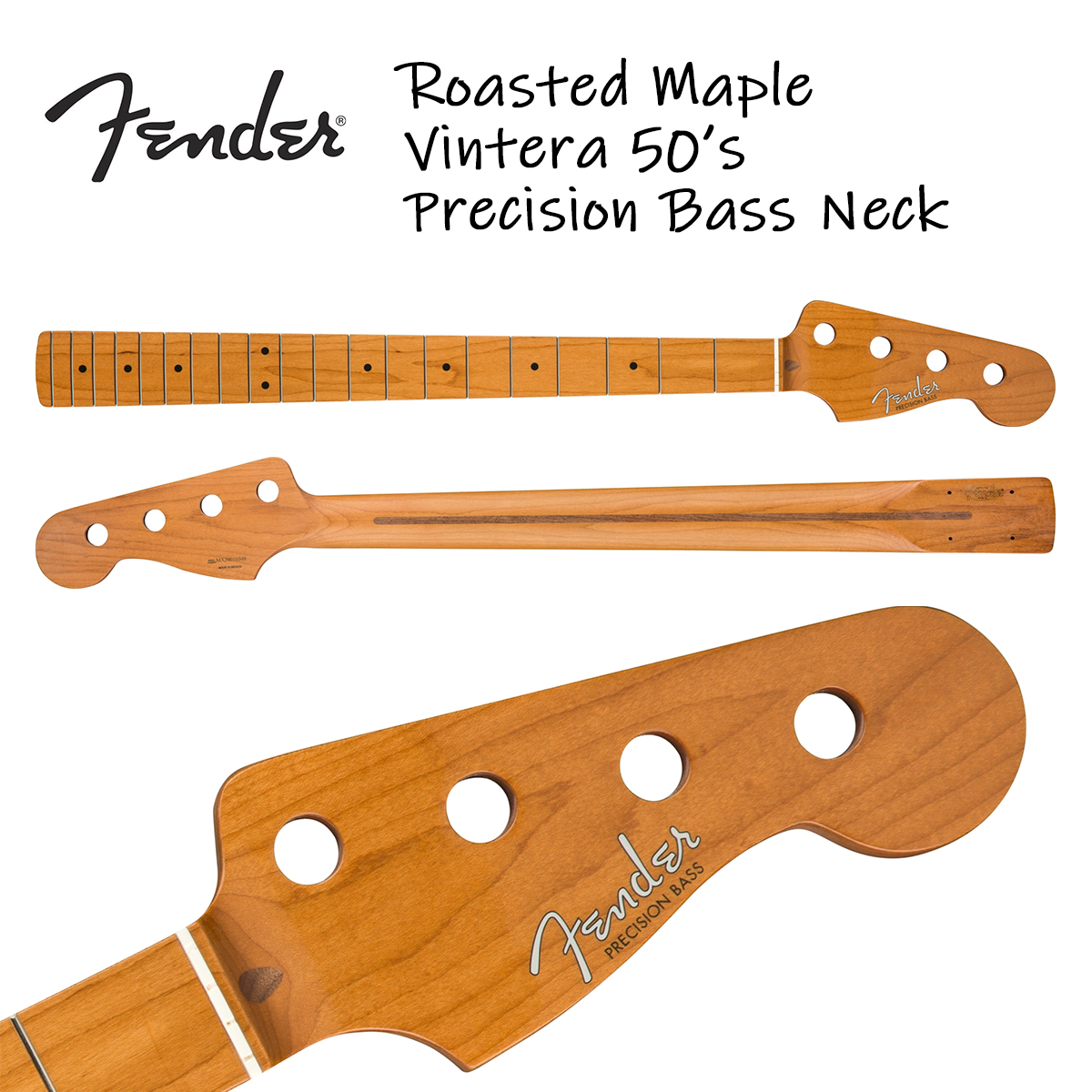 FenderRoasted Maple Vintera 50's Precision Bass Neck, 20 Vintage ...